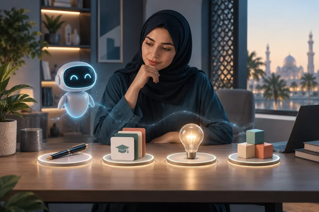 شخص يستخدم مساعداً رقمياً في عدة مهام يومية
